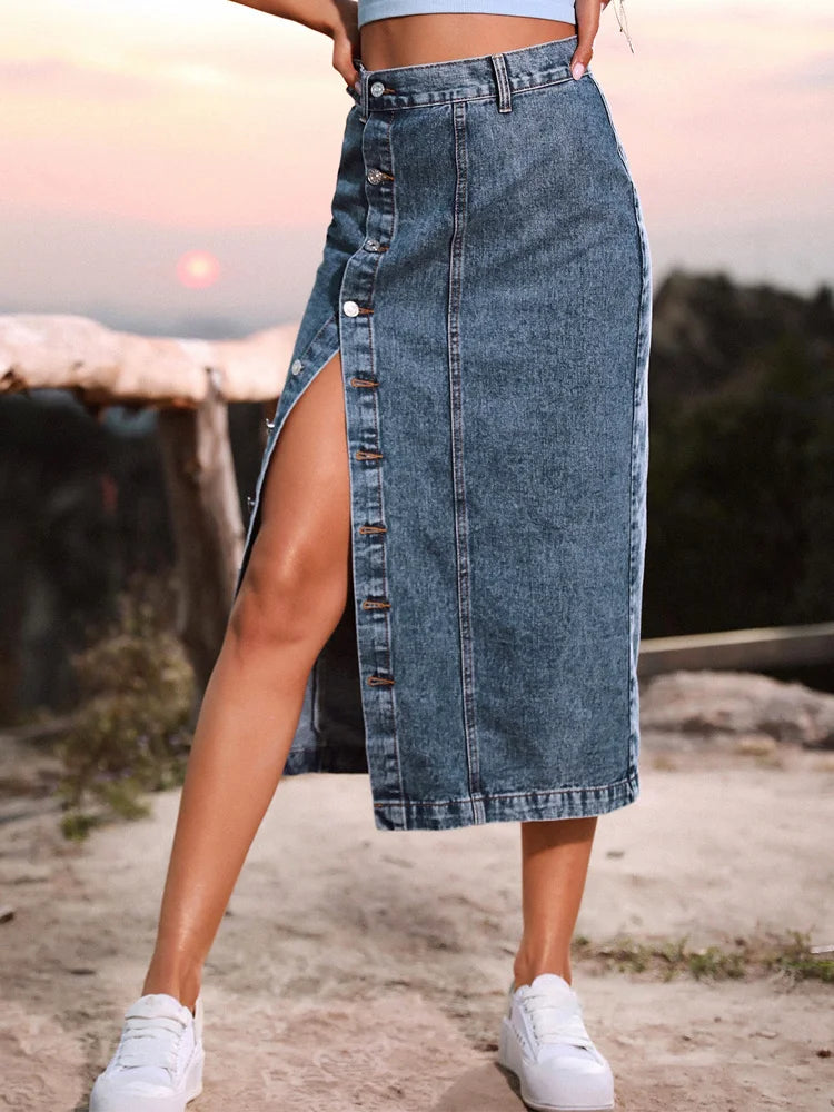 Jupe longue en jean