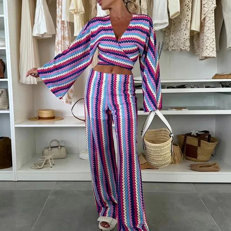 Ensemble haut court et pantalon taille haute