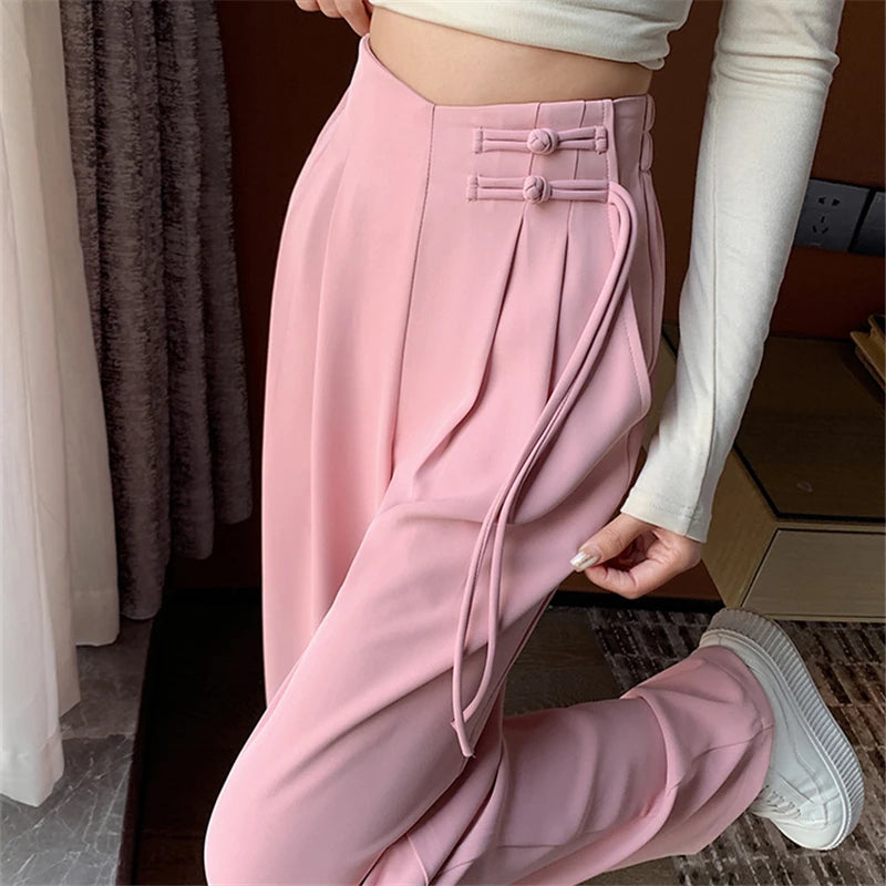 Pantalon large taille haute