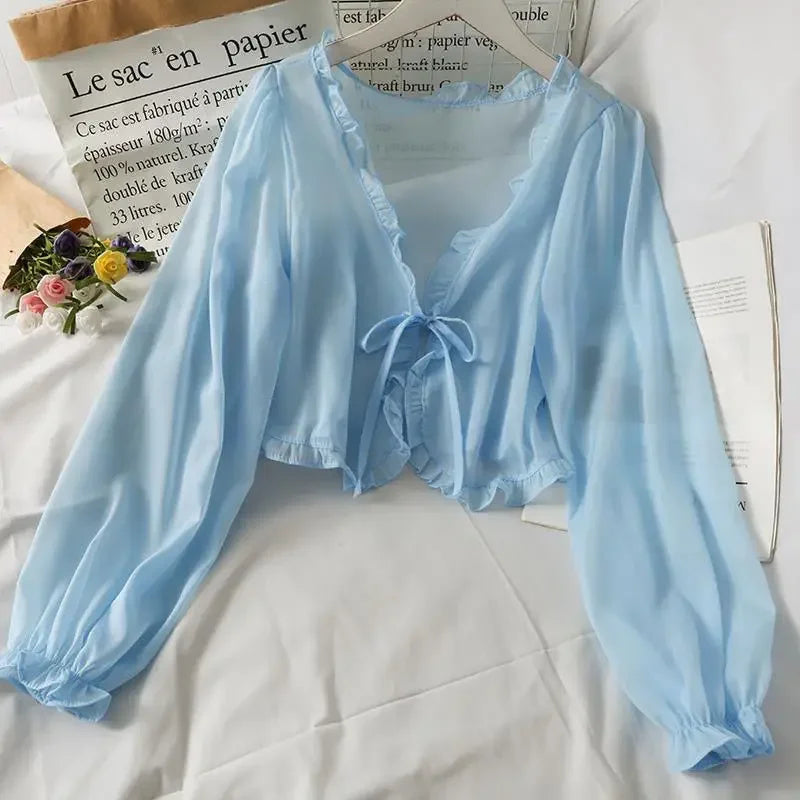 Blouse volants transparent