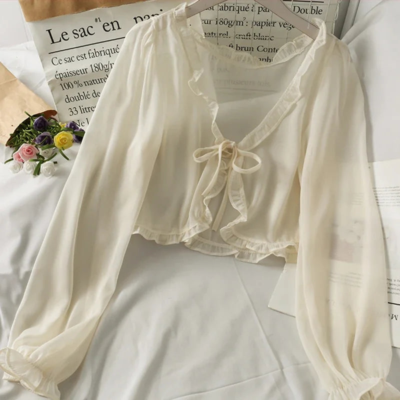 Blouse volants transparent