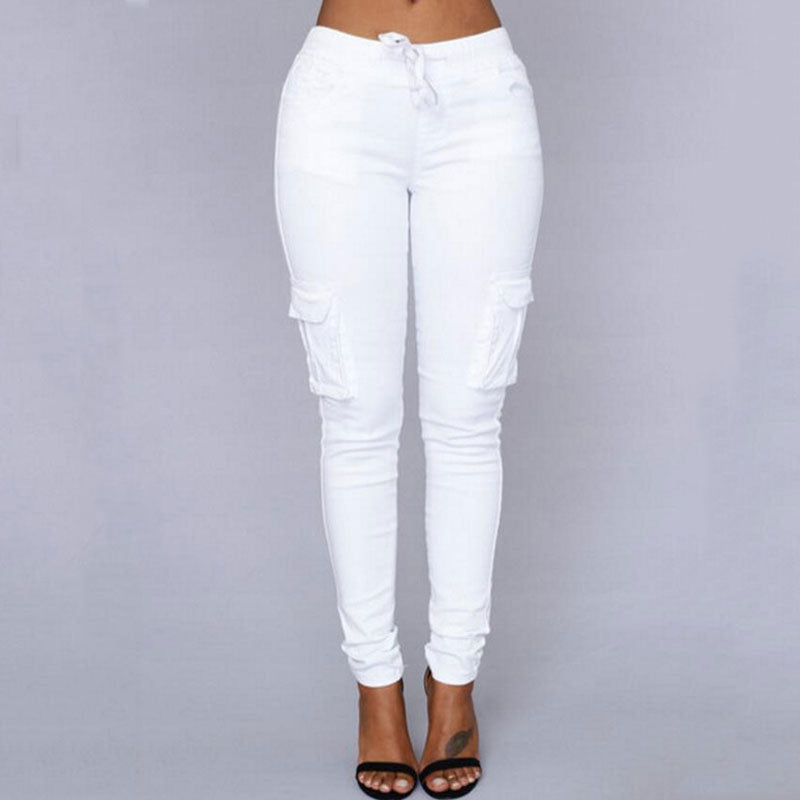 Pantalon blanc Joggers Taille Haute