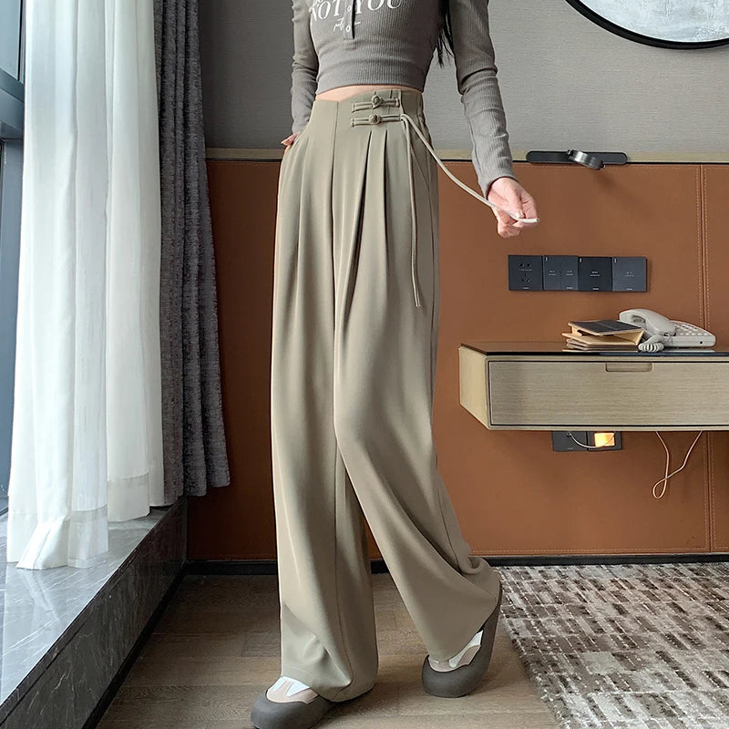 Pantalon large taille haute