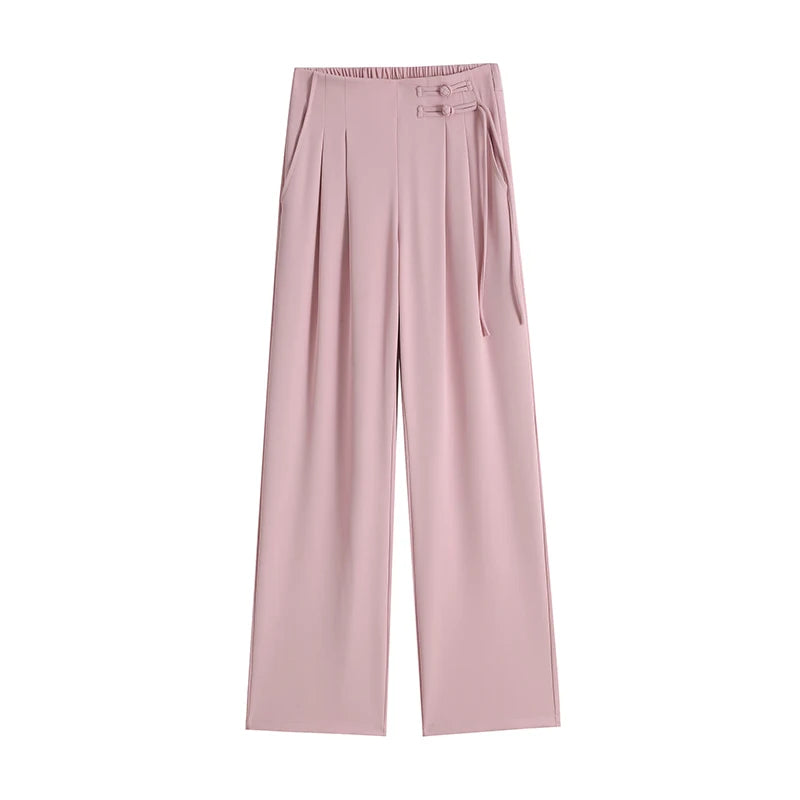 Pantalon large taille haute