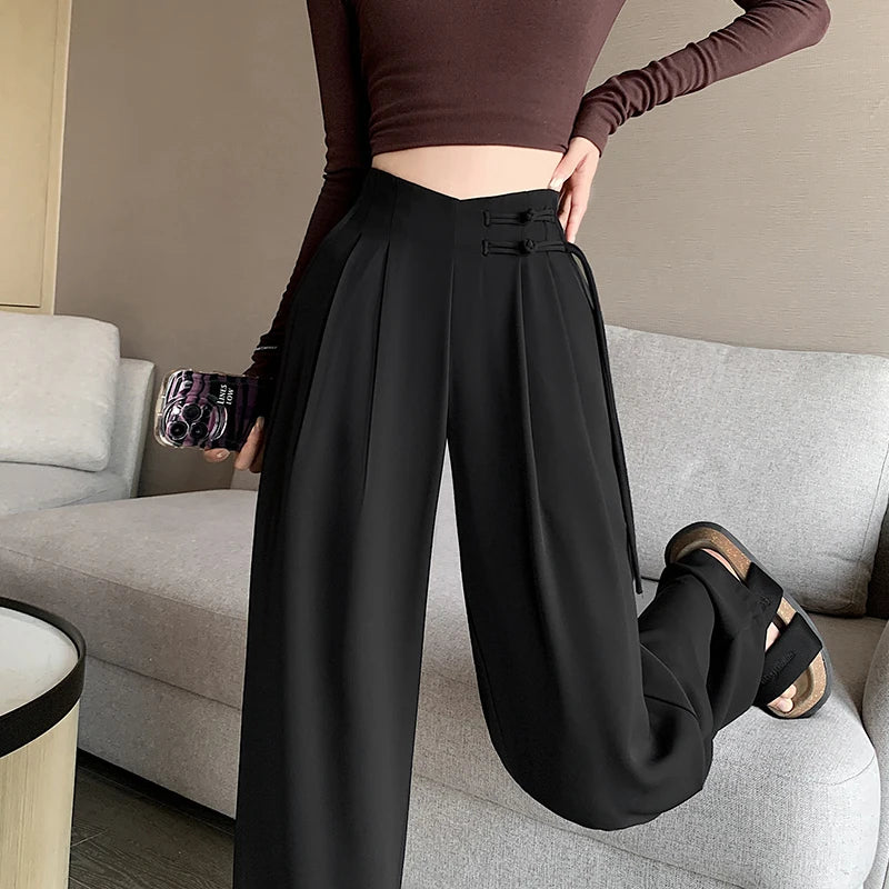 Pantalon large taille haute