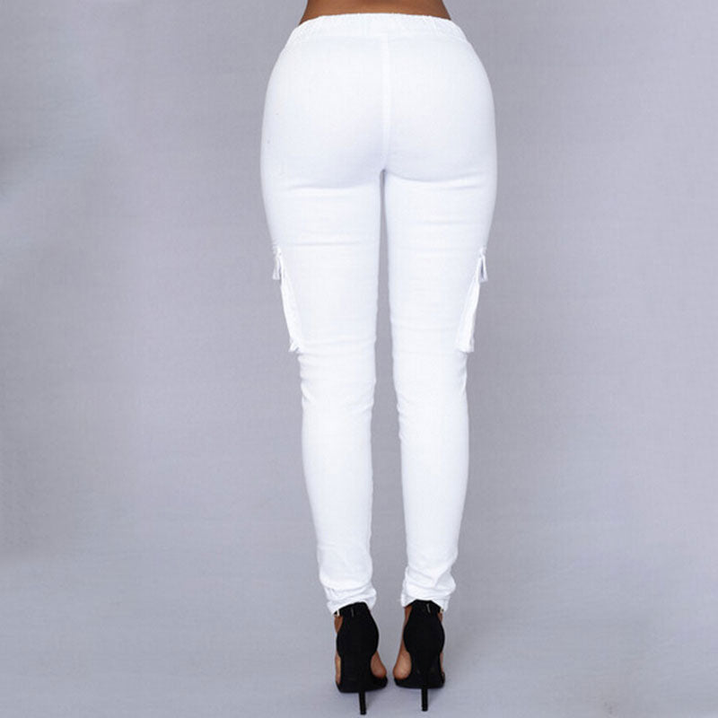 Pantalon blanc Joggers  Taille Haute