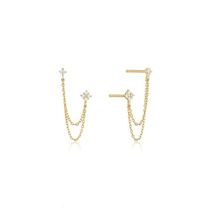 Boucles d’oreilles Double clous avec chaine