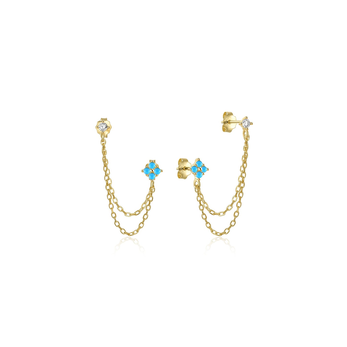 Boucles d’oreilles Double clous avec chaine