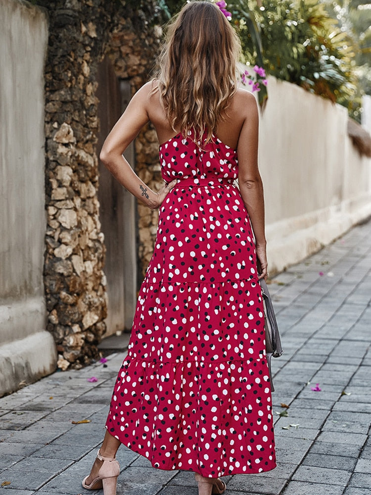 robe longue a petits pois