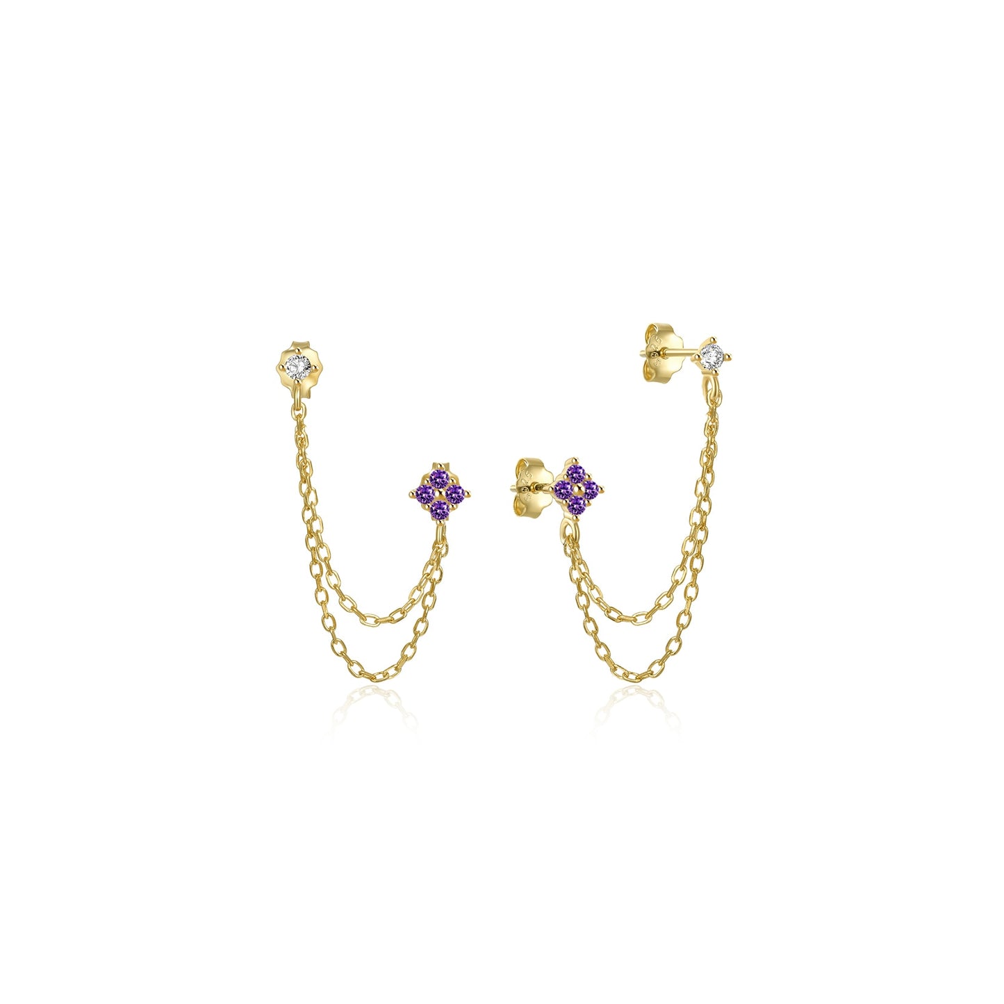 Boucles d’oreilles Double clous avec chaine